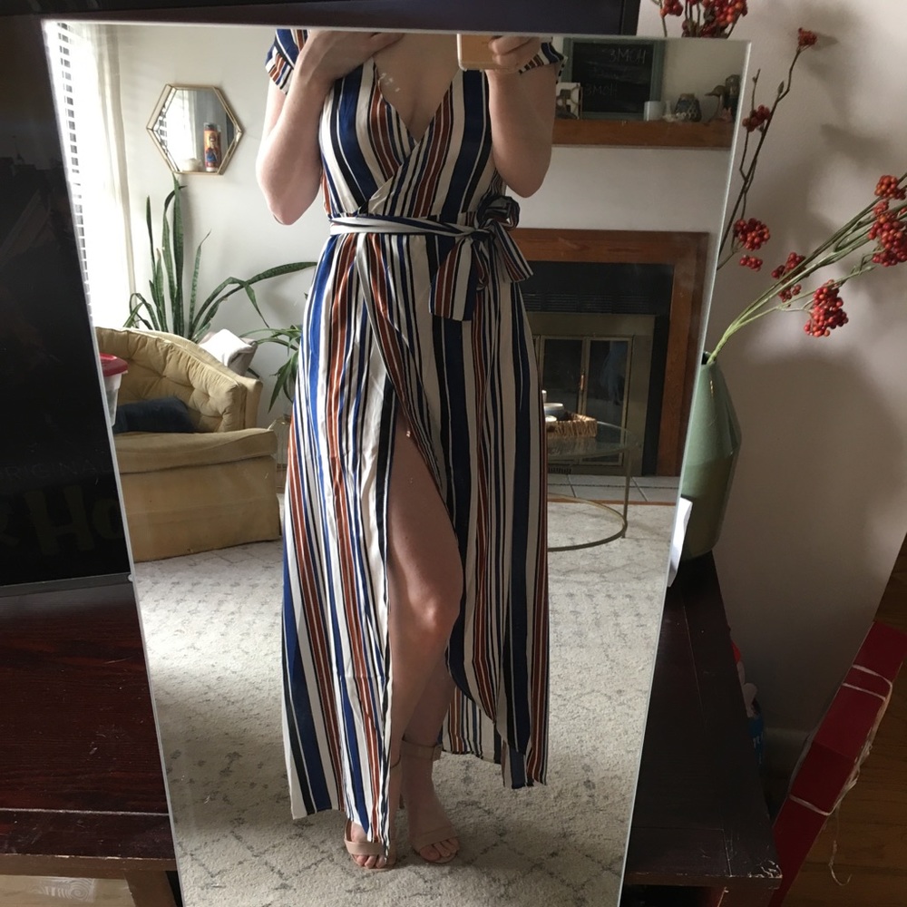 Striped wrap maxi